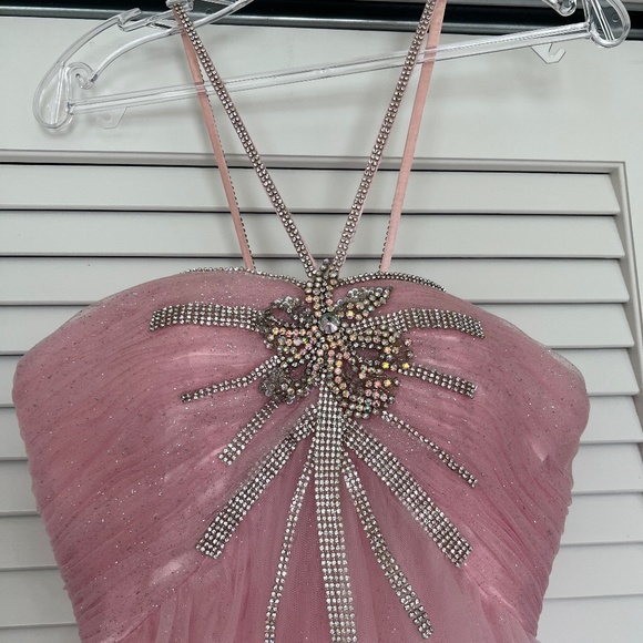 Pink Prom dress with sequin straps and sparkles throughout - Picture 8 of 12